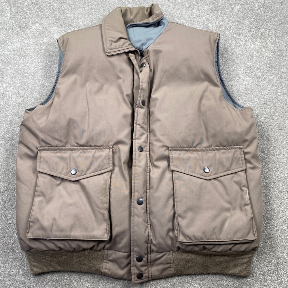 Outdoor Exchange Puffer Vest Mens XL Tan Reversible Down Fill Vintage 7160